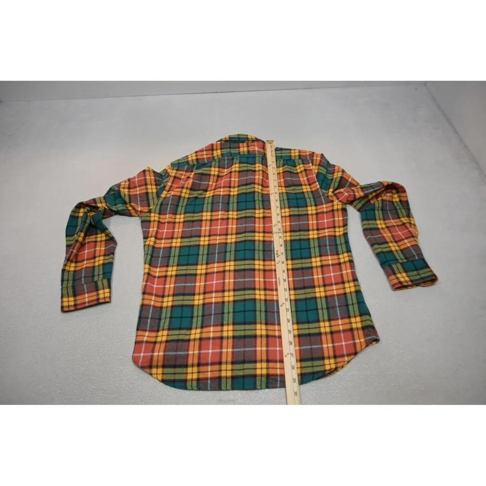 J. Crew Flannel Shirt Mens Medium Multi-Color Plaid Double Brushed Cotton EUC